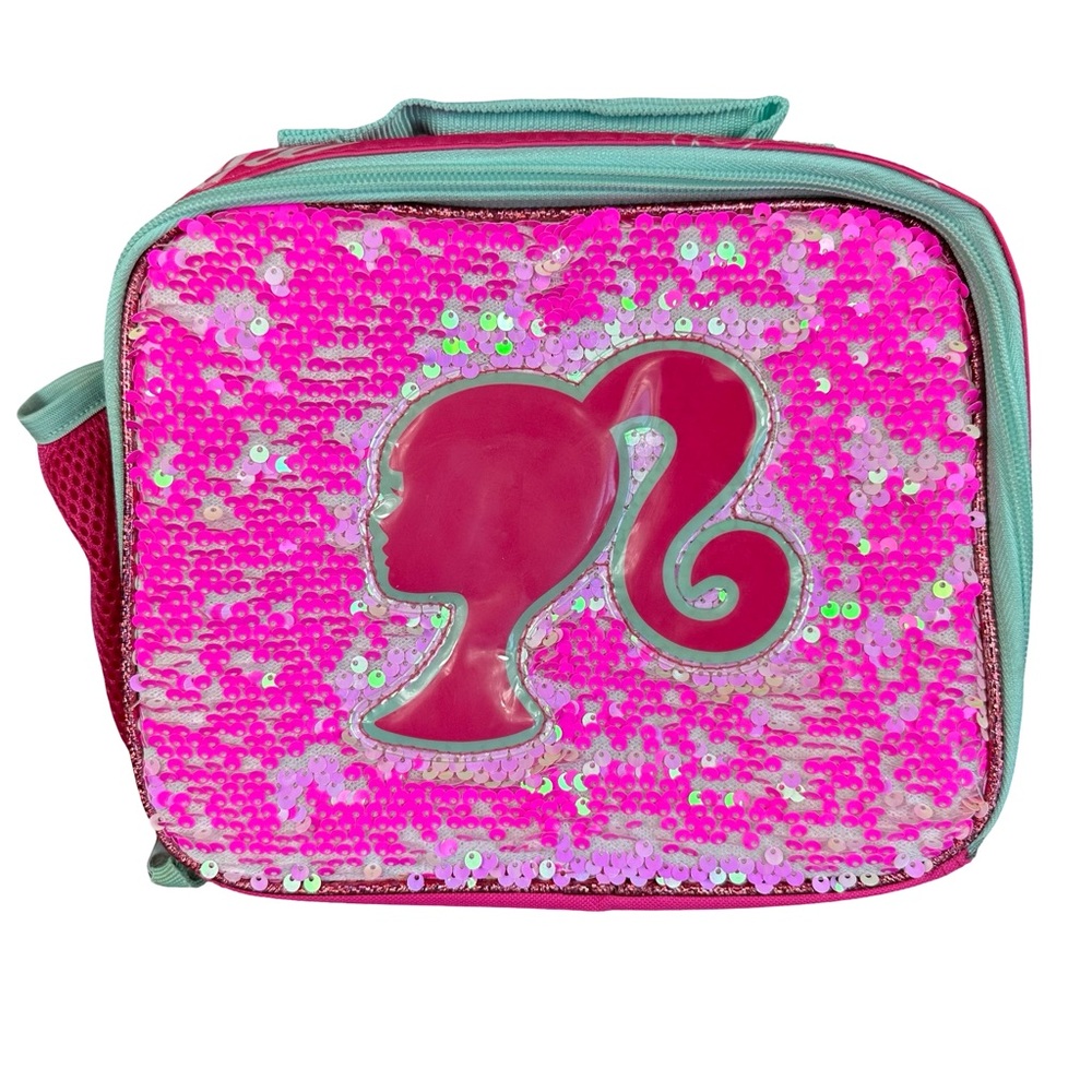 Mattel Barbie Pink Flip Sequin Soft School Lunchbox with Zipper